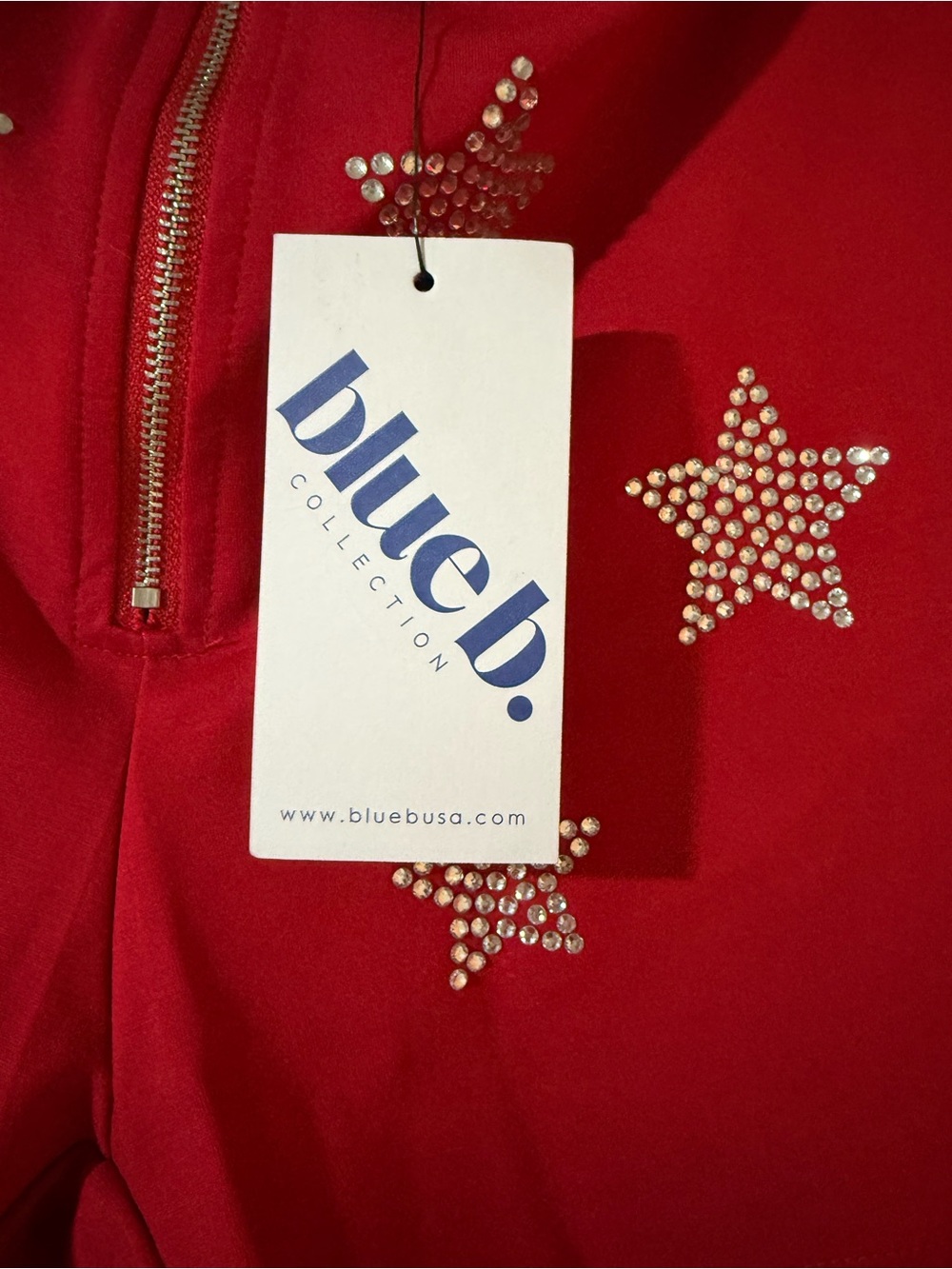 High-Waist Red Rhinestone Star Shorts - Picture 2 of 7